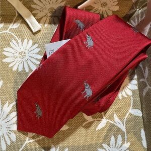 J. Crew Factory Red Tie with Elephant Design